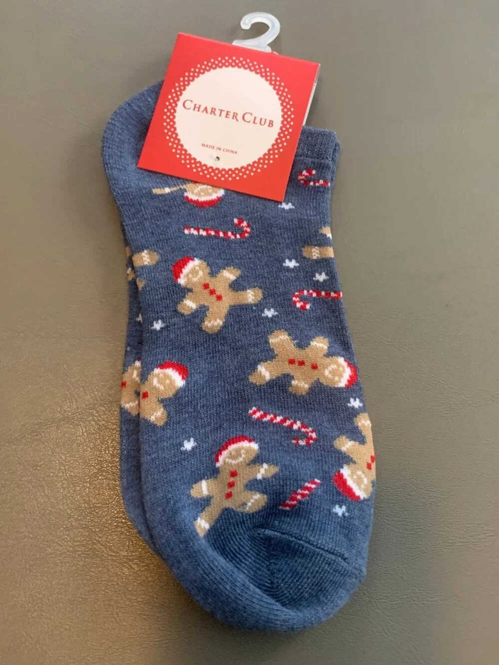 Charter Club Women's 1-Pair Low-Cut Socks, Blue Christmas Gingerbread, One Size